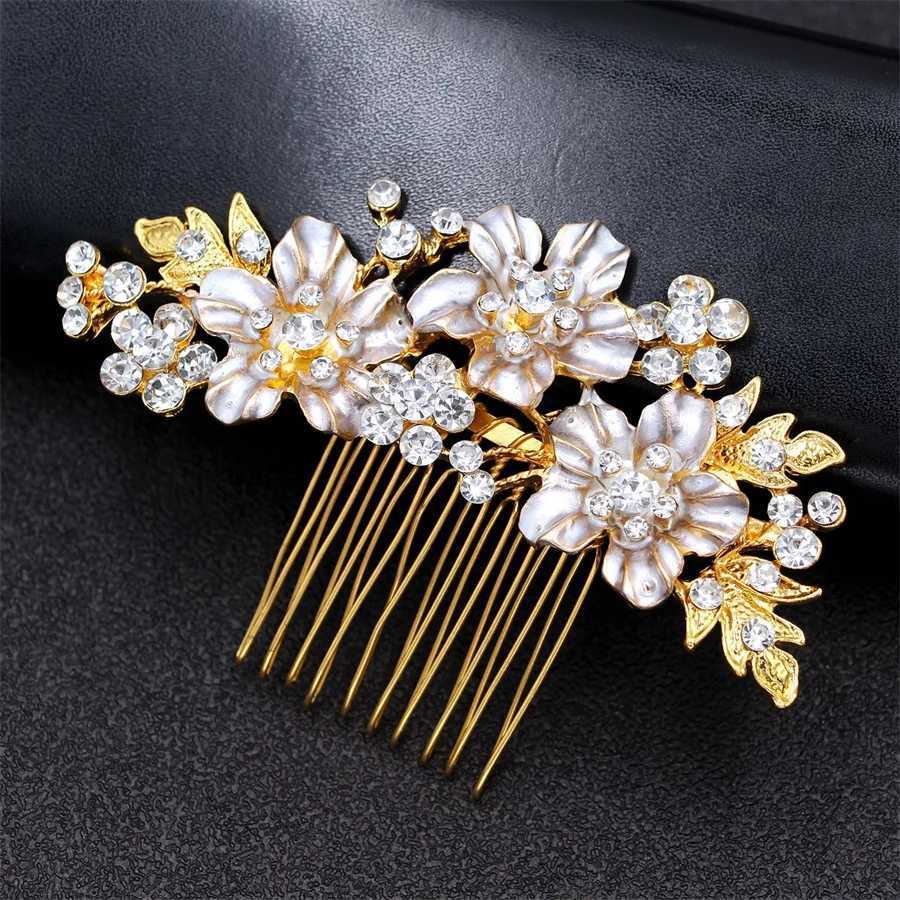 New Korean Crystal Rhinestone Hair Combs Rose Gold Silver Color Headpiece For Bride Women Wedding Hair Accessories Head Jewelry Z250605