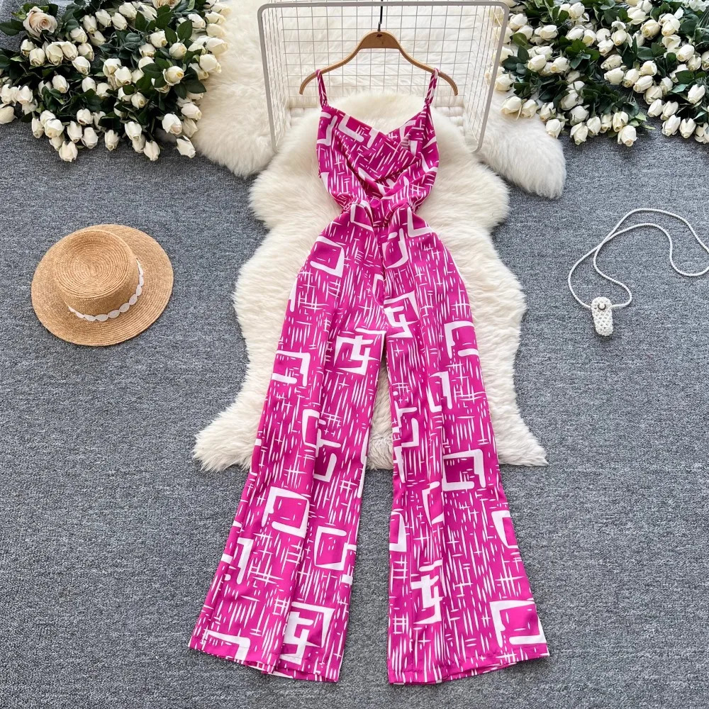 Neploe Holidays Summer Jumpsuit Light Ripe Wind Age Reduction Sling Slim Bodysuit Print Casual Sexy Elegant Romper 250530
