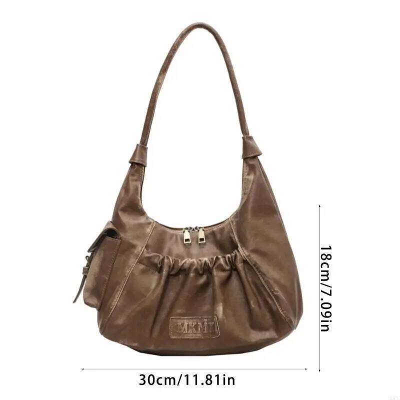 M6cc Women's Shoulder Saddles Bag Handbag Leather Clutch Purse With Zipper Closur