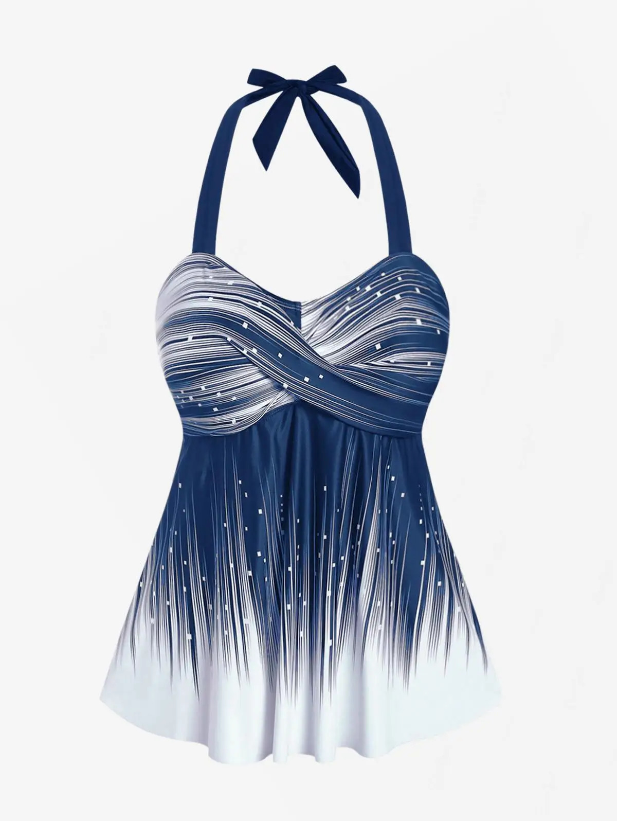 Rol Womens Plus Size Halter Backless Empire Waist Modest Boyshorts Tankini Swimsuit 250603