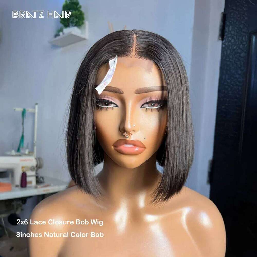 Super Double Drawn Vieamese Straight 2x6 Kim K Closure Wig Natural Color 13x6 13x4 HD Lace Frontal Bob Wigs Pre Plucked