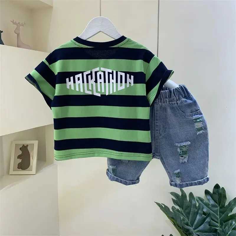 Boys Summer Set New Fashionable Short Sleeve Clothes 1-9year Childrens Internet Celebrity Cool Handsome Two Piece Set R250606