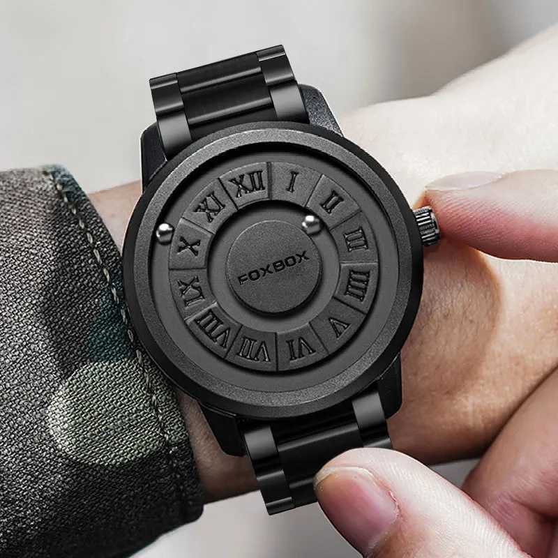 FOXBOX Military Waterproof Watch For Men LIGE Luxury Crolling Pointer Magnetic Force Watch Men Fashion Sport Quartz Chronograph Y250605