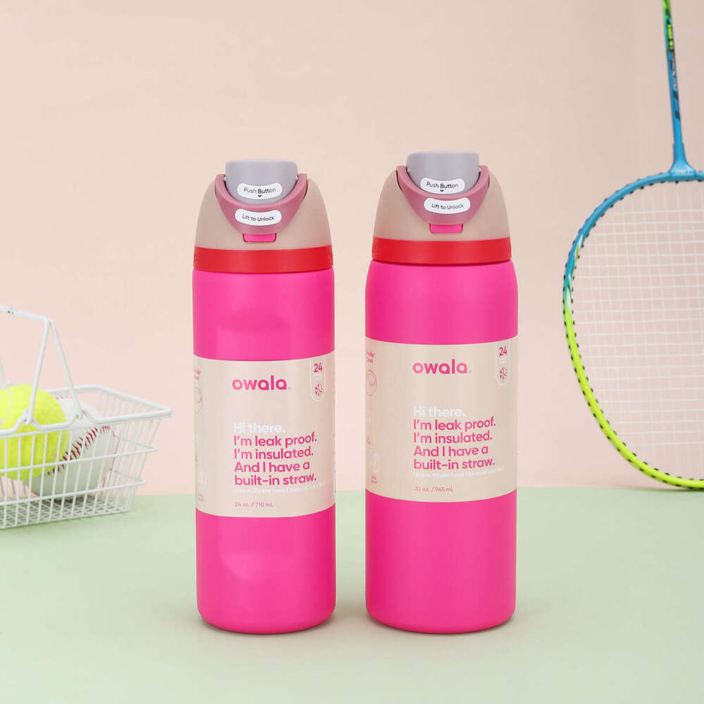 New double-layer vacuum insulated stainless steel water cup, outdoor sports water bottle, portable straw cup, kettle