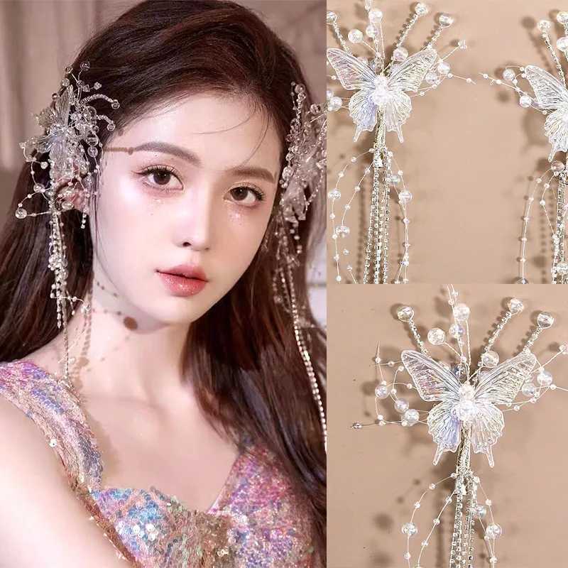 Rhinestone Butterfly Fringe Hairpin for Women Fairy Temperament Sweet Princess Hair Clip Hairpin Fashion Bride Hair Accessories Z250605