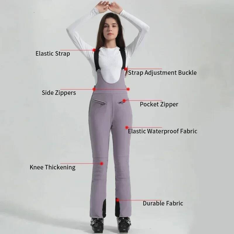 Ddmyoutdoor New Skiing Pants Winter Female Slim Snow Trousers Outdoor Mountain Snowboard Jumpsuits Women Sport Windproof Ski Overalls Jogging Suit