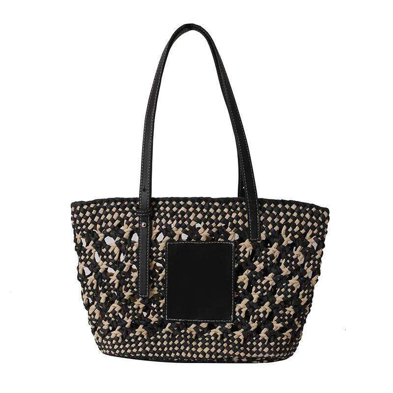 2025 Summer Straw Beach Basket Fashion Women Rattan Shoulder Bag Large Capacity Woven Hand-Made Handbag Female Purse Totes