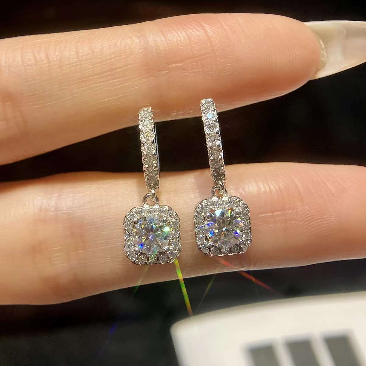 925 Sterling Silver GRA 0.5 CT Lab Diamond Gemstone Moissanite Earring Hoop Dangle Tennis halo Women Engagement Fine Jewelry