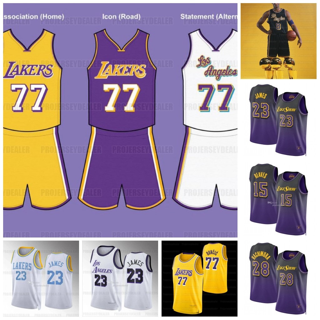 77 Doncic Laker 2025-26 Basketball Jerseys James Bryant Austin 15 Reaves Schroder Maxi Kleber Custom