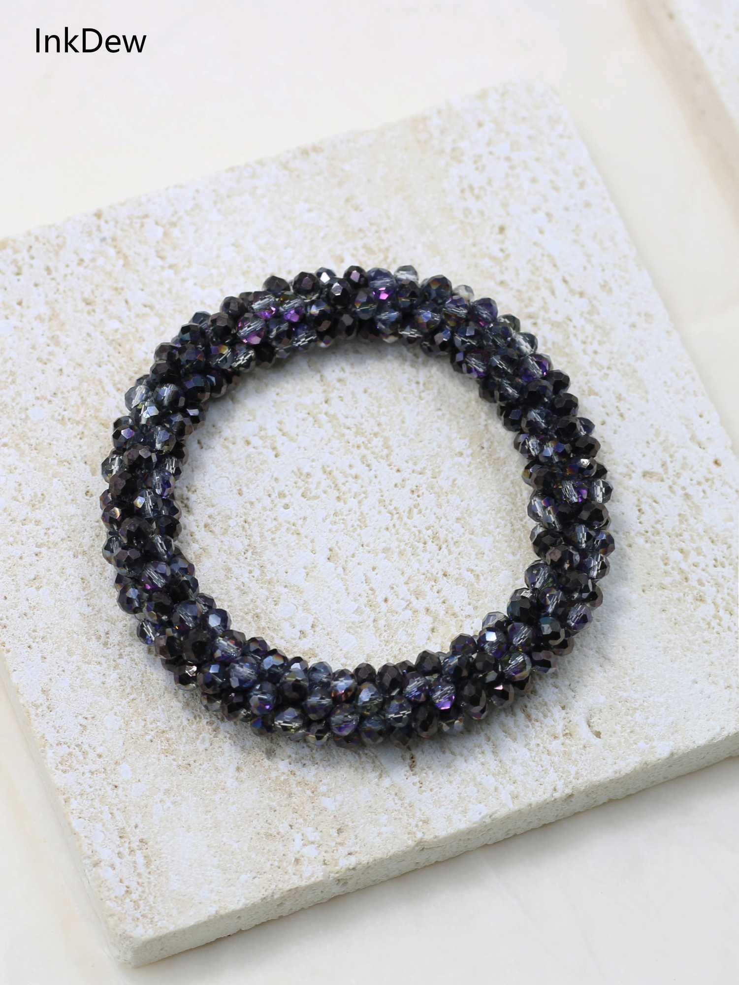INKDEW Beads Elastic Bracelet Handmade Strand Crystal Bracelets for Women Gift Multicolor Bracelets Jewelry boho BR001 W250606