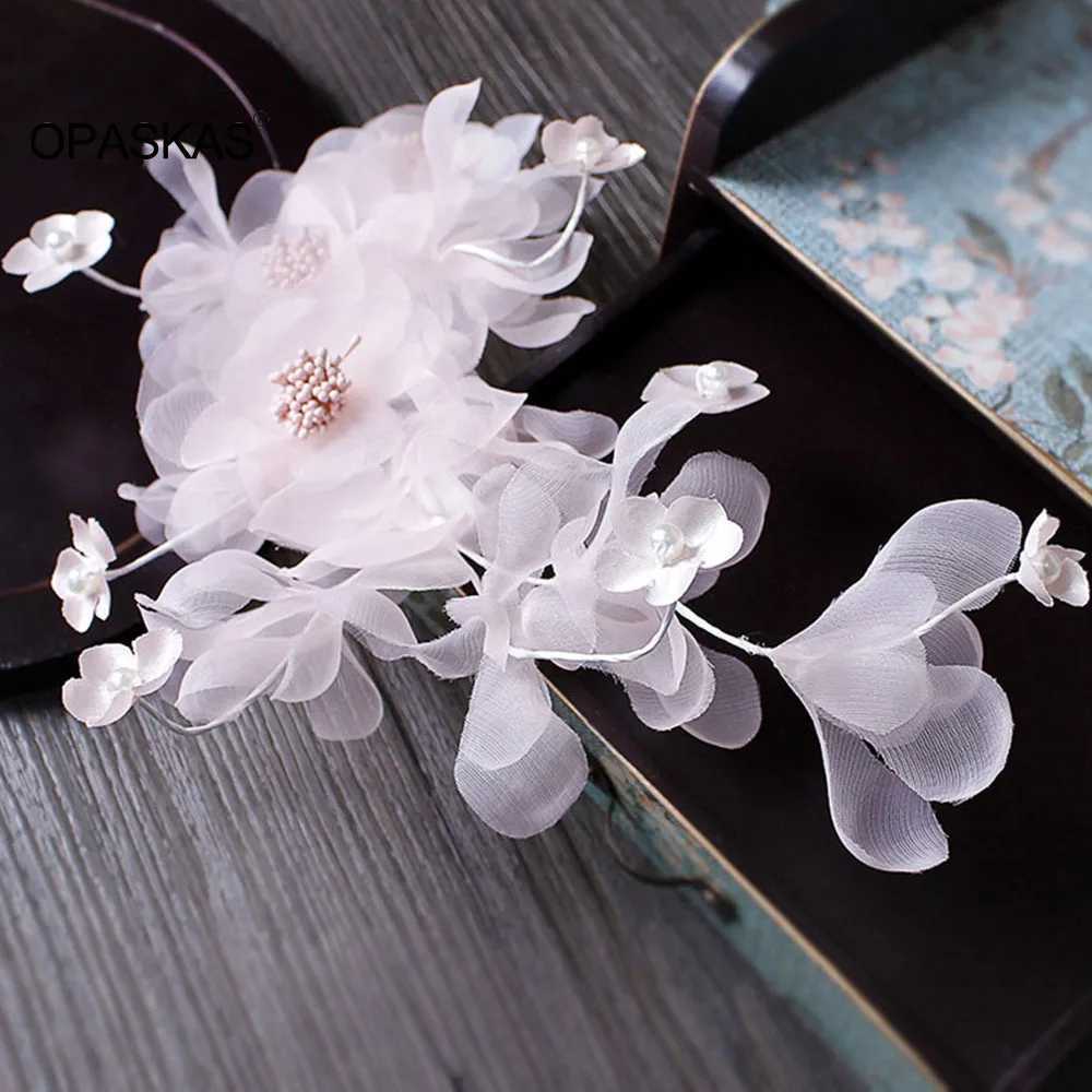 Handmade Hairbands Wedding Hair Accessories For Women Tissue White Flower Pearl Headbands Tiaras Bridal Prom Headpiece Jewelry Z250605