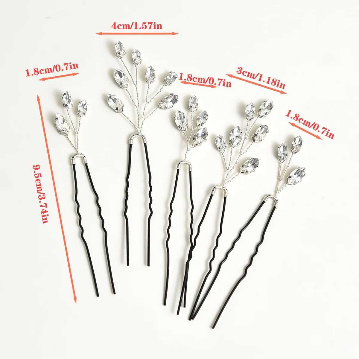 5PCS Fashion Crystal Rhinestone Hairpins Stick Hair Clip for Women Bridal Hair Accessories Party Wedding Hair Clips Jewelry Z250605