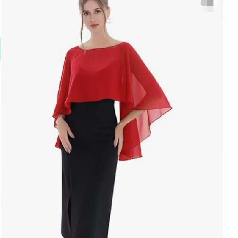 K936 European and American summer thin single-layer chiffon round neck pullover shawl sunshade bridal dress vest breathable loose hood