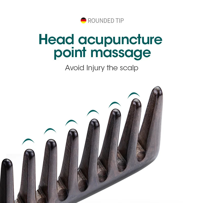 MR.GREEN Natural Wood Comb Wide Tooth Wet Hair Combs Anti-Static Styling Comb for Long Hair Head acupuncture point massage 250603