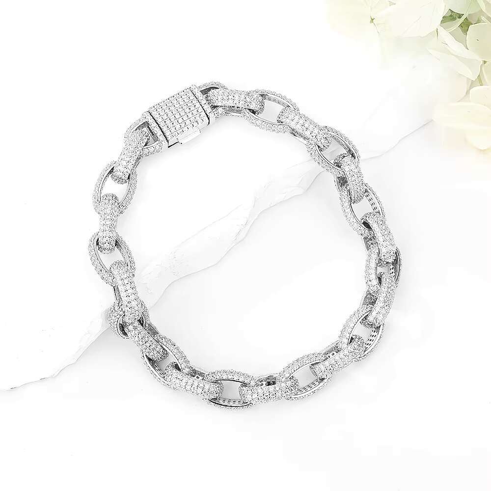 Custom Hot Sale High Quality 925 Silver Mens Cuban Bracelet Popular Zircon Fine Jewelry Cuban Chain