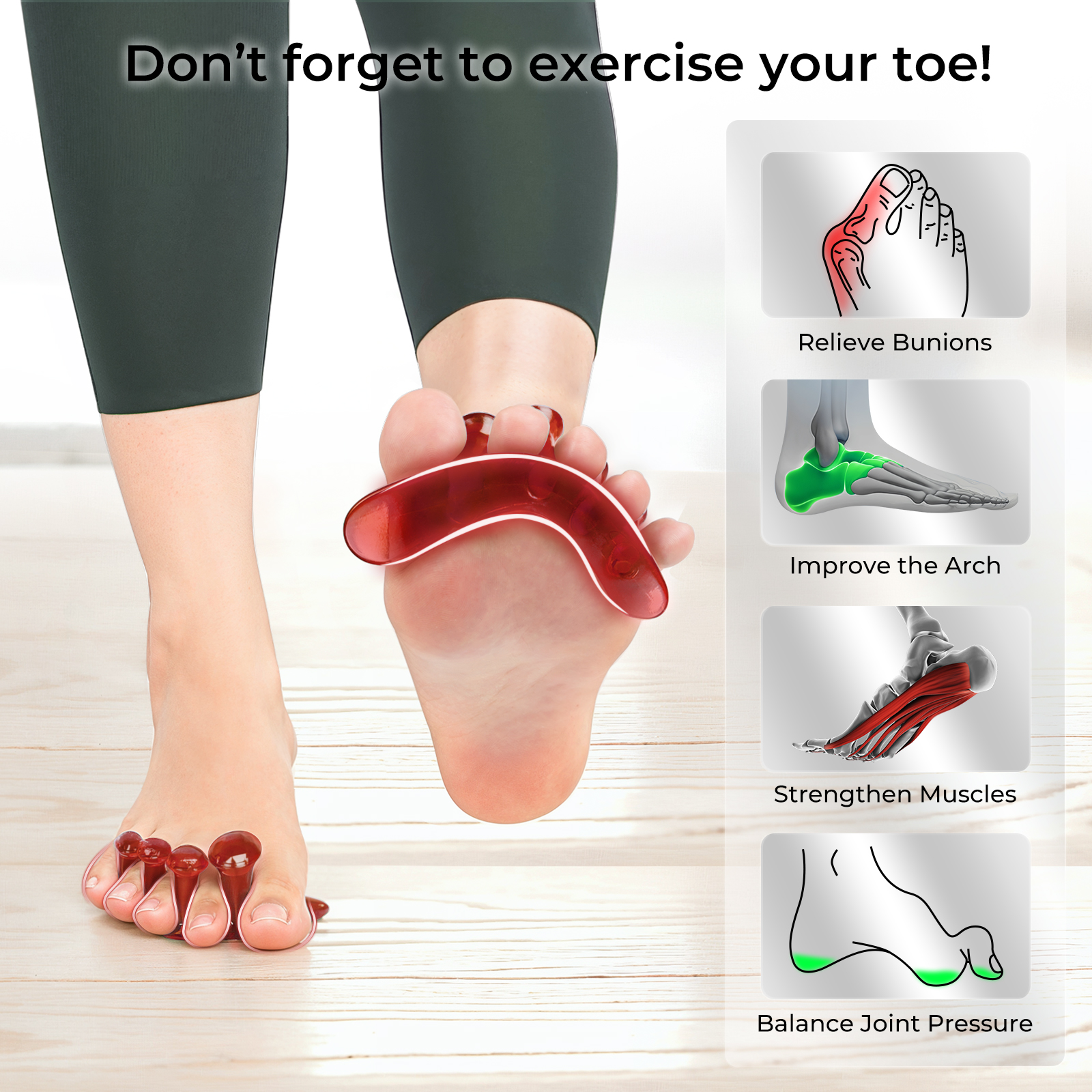 Toe Separators Thicker More Durable Dr. Recommended Correct Foot Bunion Pain Plantar Fasciitis Toe Straightener for Functional Athletic Mobility Large