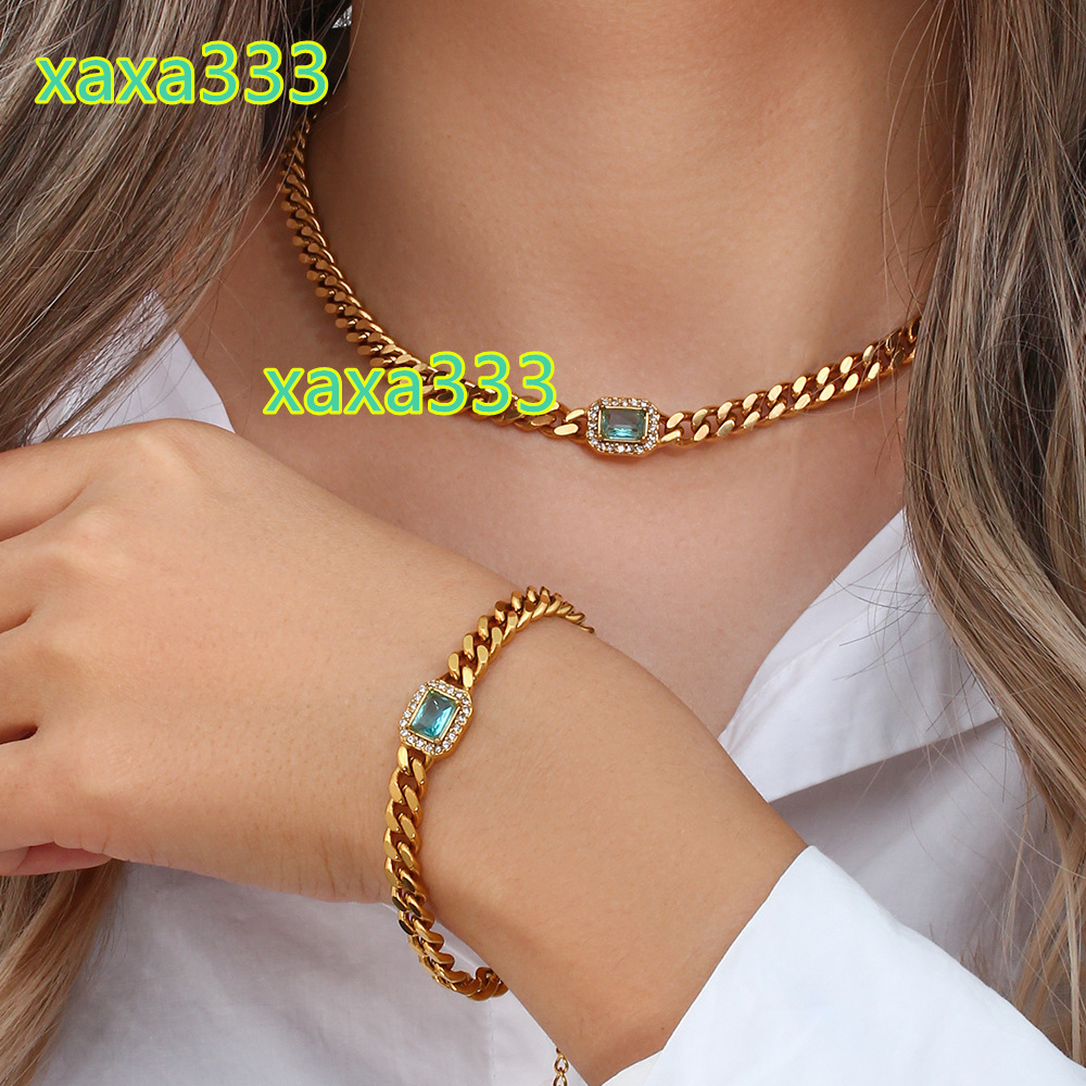 Ladies fashion hot-selling necklace; popular versatile collarbone chain; 925 silver Cuban chain; diamond bracelet and necklace set