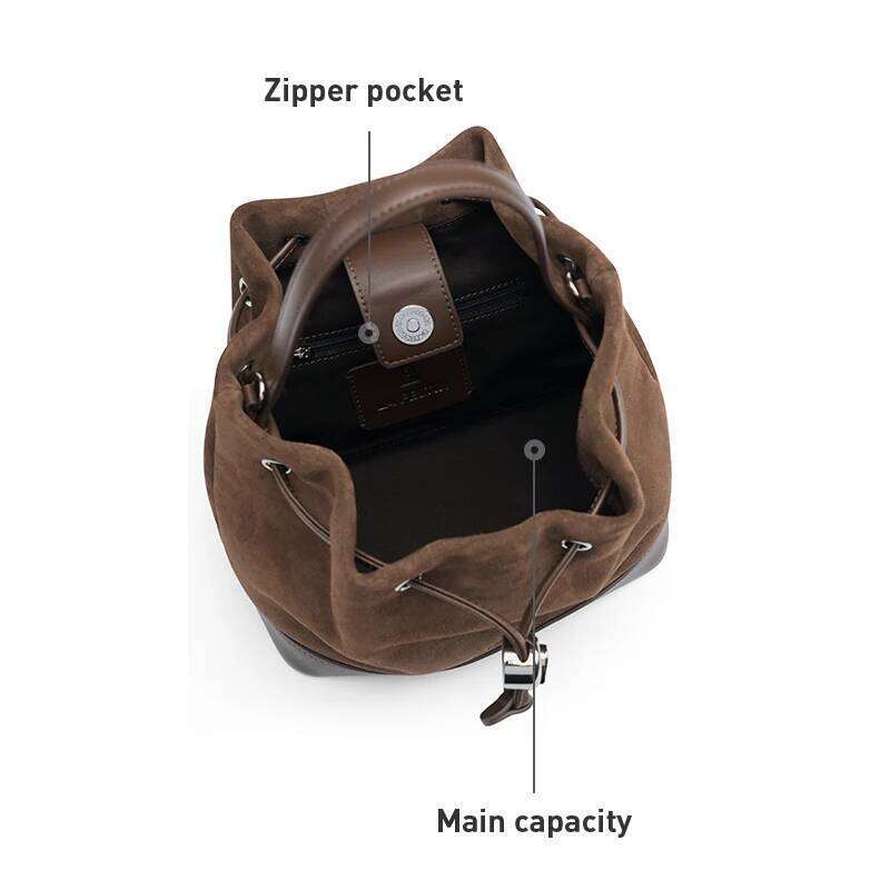 LA FESTIN Original New Women Suede Leather Handbag Winter Bags Fashion Shoulder Bucket Crossbody Bag