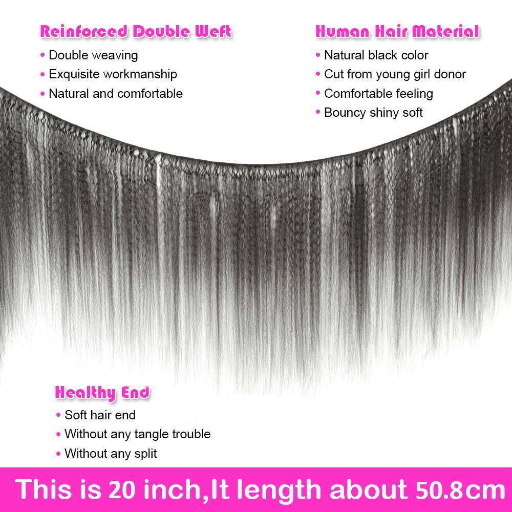 Peruvian Kinky Straight 4x4 100% Remy Human Hair Extension 1 2 With Closure Weave Bundles M