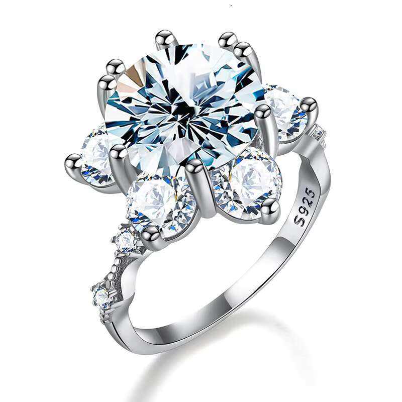 Ghetluxe Sparkling Real 1ct Moissanite Diamond Wedding Sun Flower Rings for Women 925 Sterling Silver Luxury Fine Jewelry