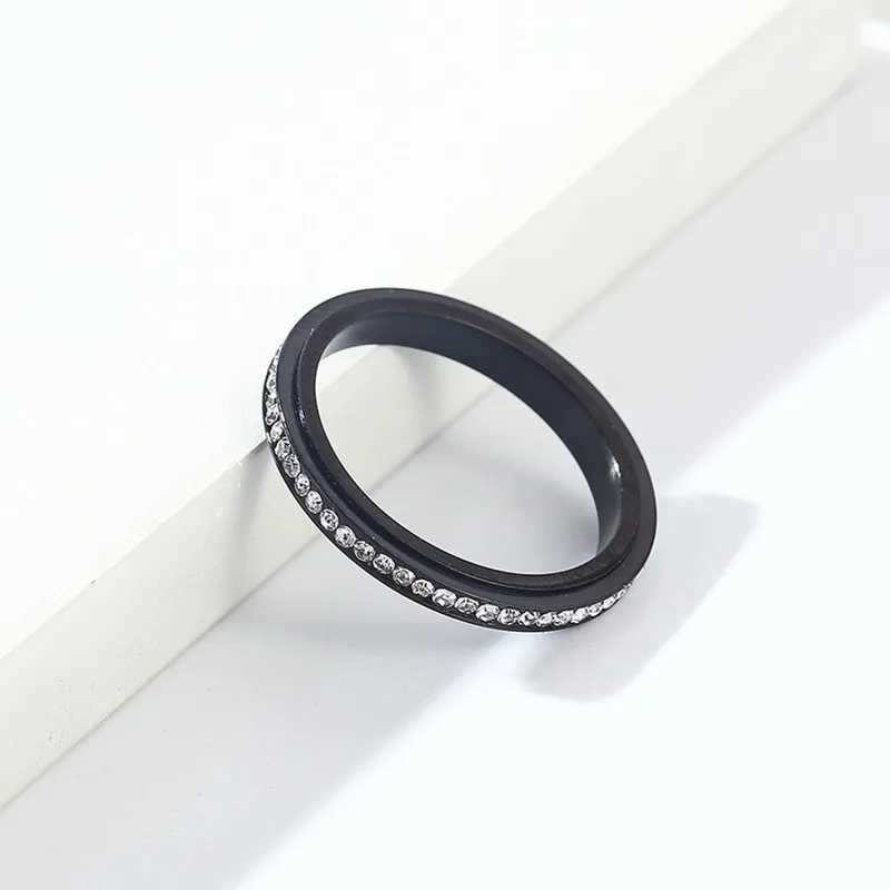 3mm Thin Stainless Steel Stackable CZ Eternity Spinner Ring Wedding Band for Women Men Size 5-12 W250606