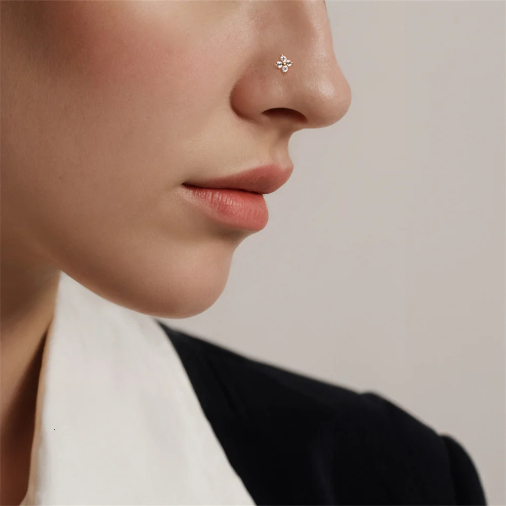 CANNER 925 Sterling Silver Smooth Love Star Nose Nails Personalized Body Piercing Accessories For Women Ins Zircon Fine Jewelry 250605