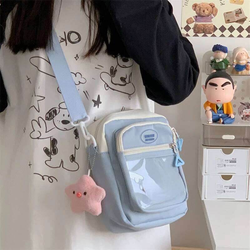 Xiuya Pink Cute Shoulder For Women Small Japanese Style Fashion Handbag Casual Simple Transparent Daily Female Bag