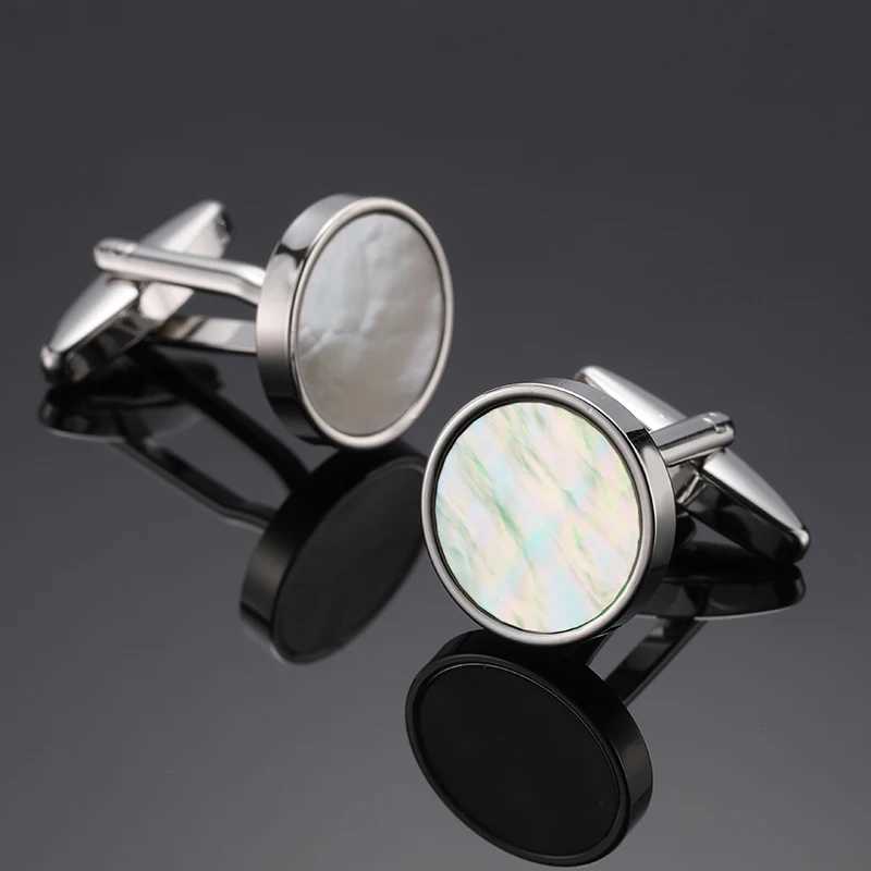 Luxury Mens French Shirt Cufflinks High-end Round Shell Cats Eye Stone Redwood Cuff Buttons Business Suit Accessories Jewelry W250606