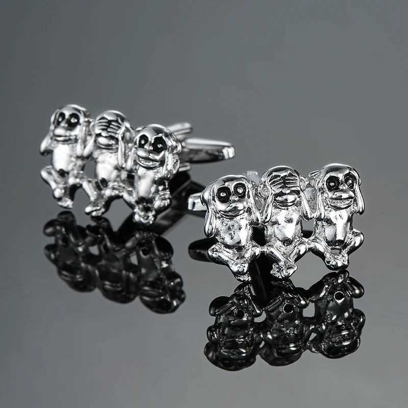 Classical Mens French Shirt Cufflinks Animal Three Monkeys Cuff Buttons Wedding Suits Accessories Jewelry Gifts W250606