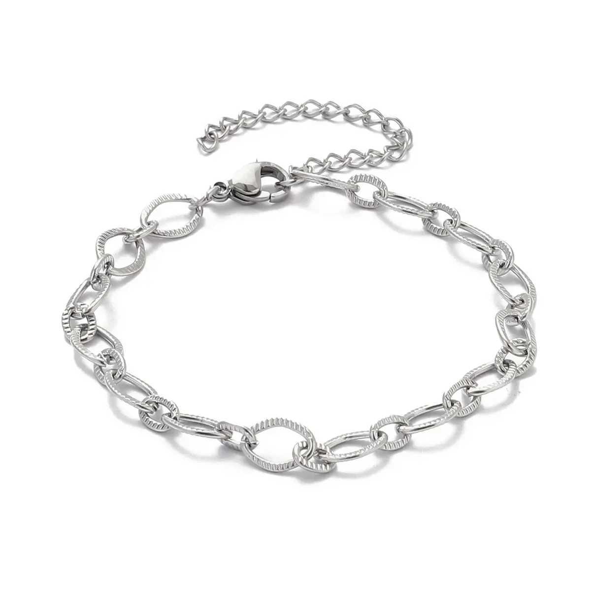 5pcs/Lot 17-22cm Stainless Steel 18k Gold Plated Paperclip Cross Link Chain Bracelet for Handmade DIY Charm Women Jewelry Making W250606