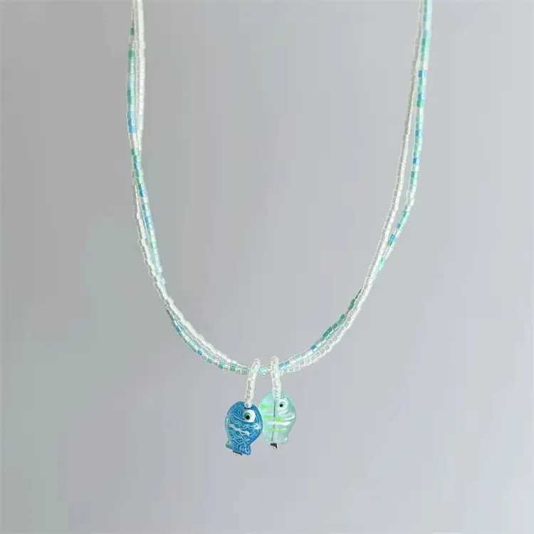 Womens Bohemian Vintage Starfish Necklace with Handmade Fish Tail Beads Ethnic Summer Jewelry Gift Y250605