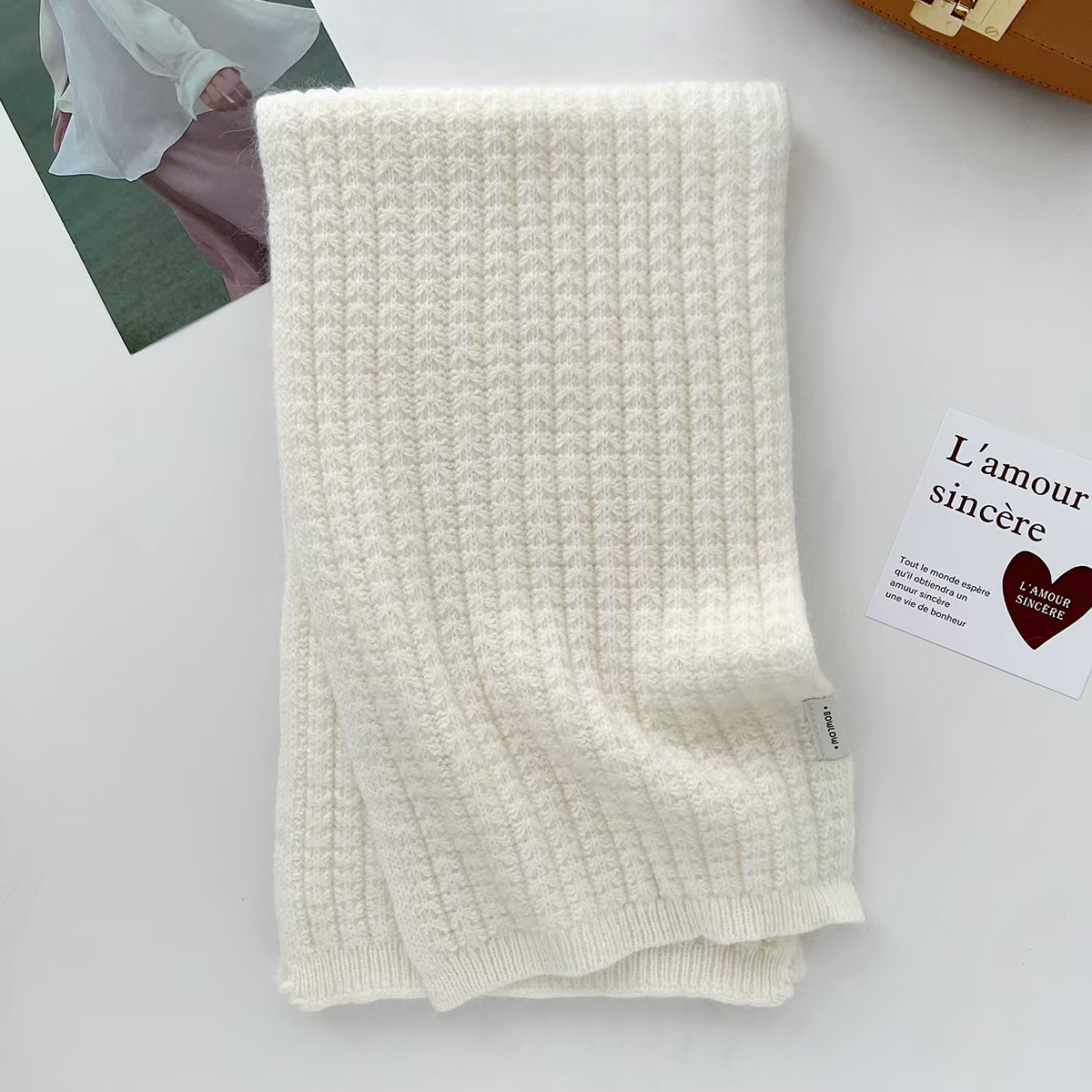 T894 new Japanese and Korean simple pure color series including wool knitted scarf men and women autumn and winter all-match atmosphere scarf