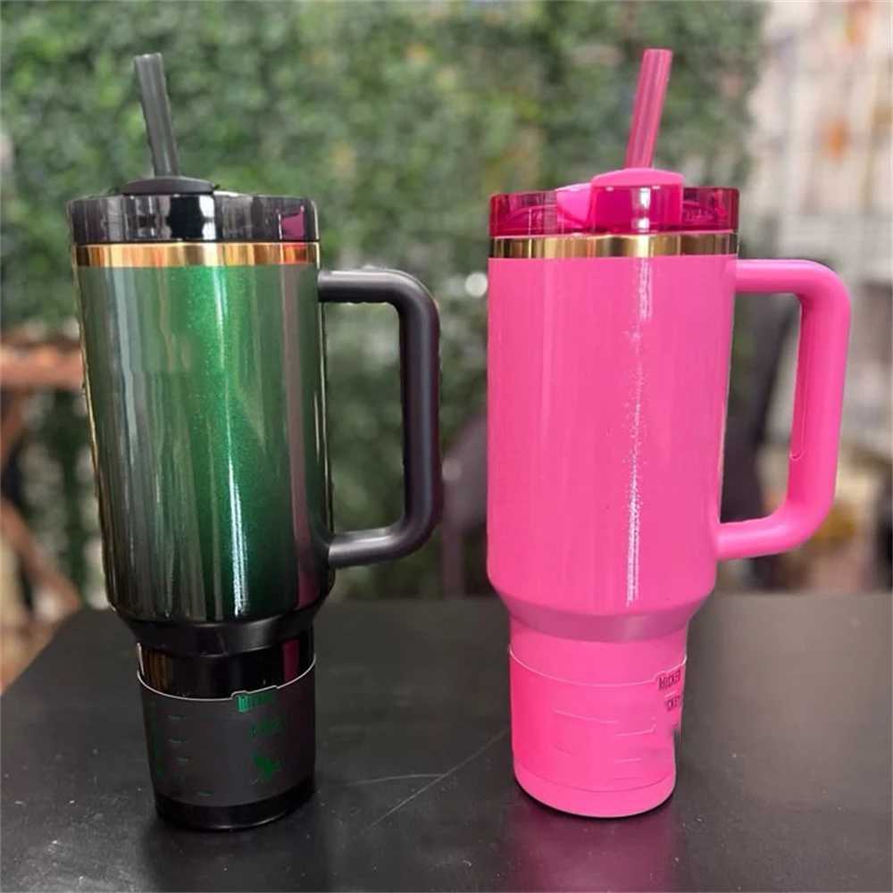 High Quality 2025 Fashion New Tumbler Mug 40oz Premium Stainless Steel Tumbler with Silicone Handle Vacuum Travel Home Outdoors With T250606