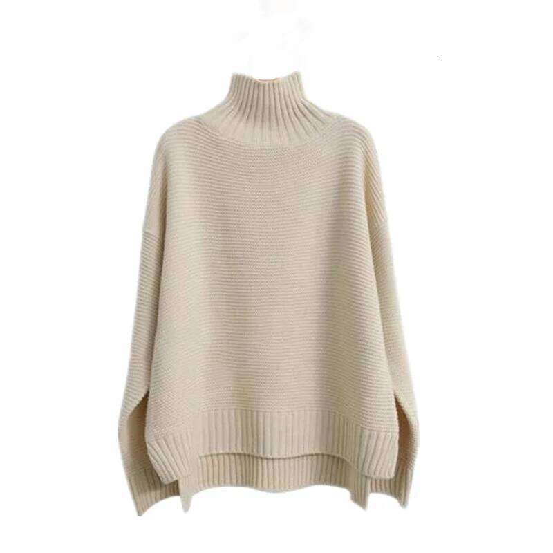 Women's plus Size Monochromatic Cashmere Sweater Thick Turtleneck Loose Fit for Autumn And Winter Europe America Style