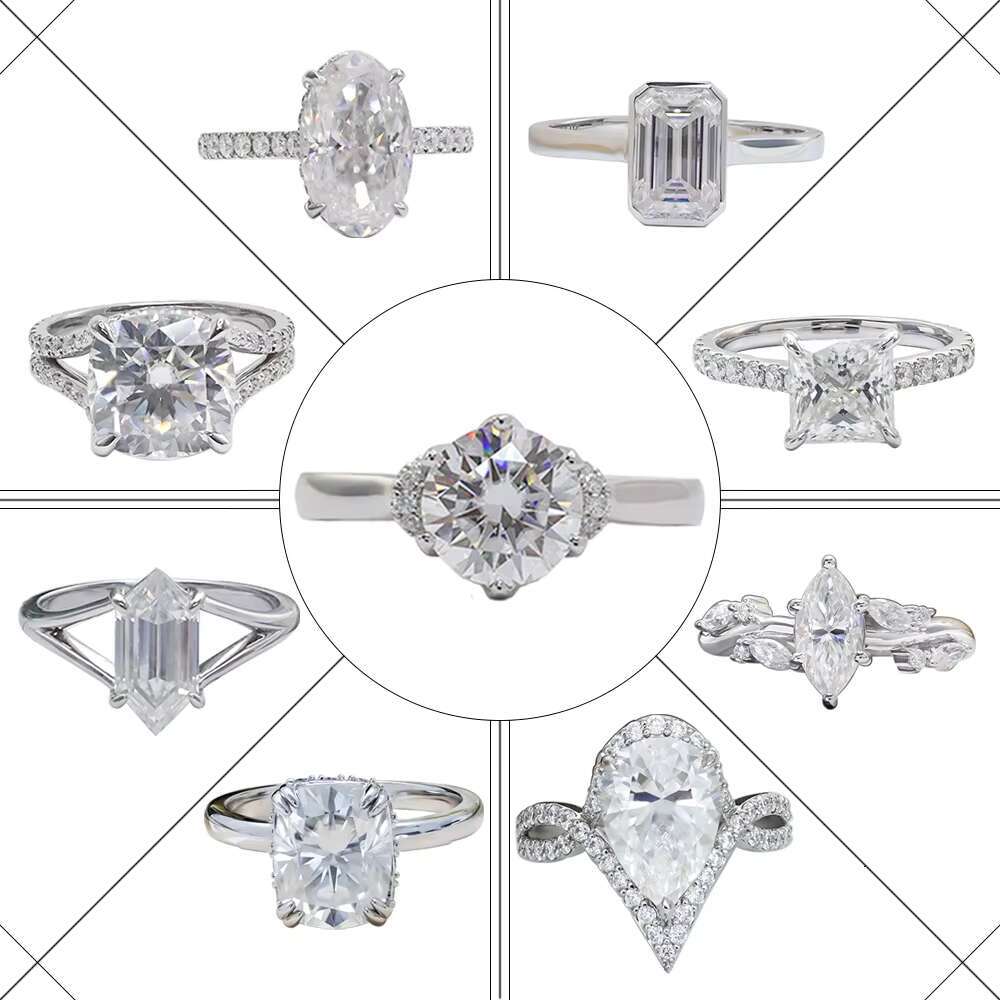 Sterling Silver925 Moissanite Ring Band DEF VVS Round Brilliant Cut Moissanite Engagement Wedding Ring