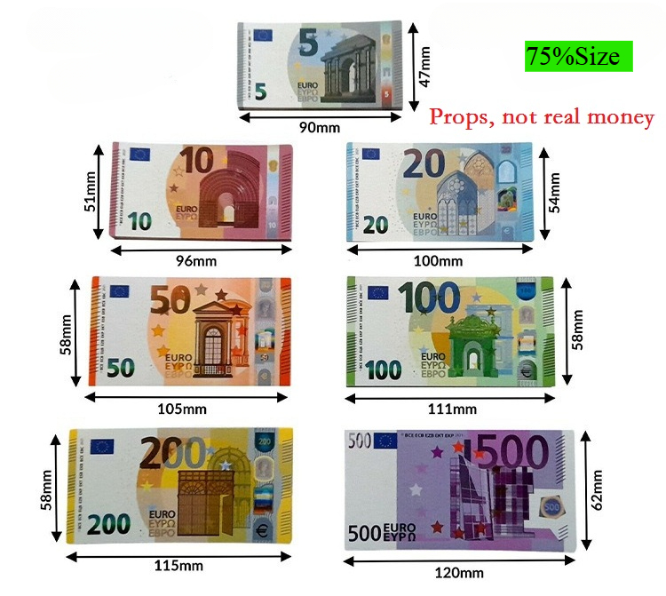 Fake Money Banknote 5 10 20 50 100 Dollar Euros Realistic Toy Bar Props Copy Currency Movie Money Faux-billets Party game props Paper currency toys