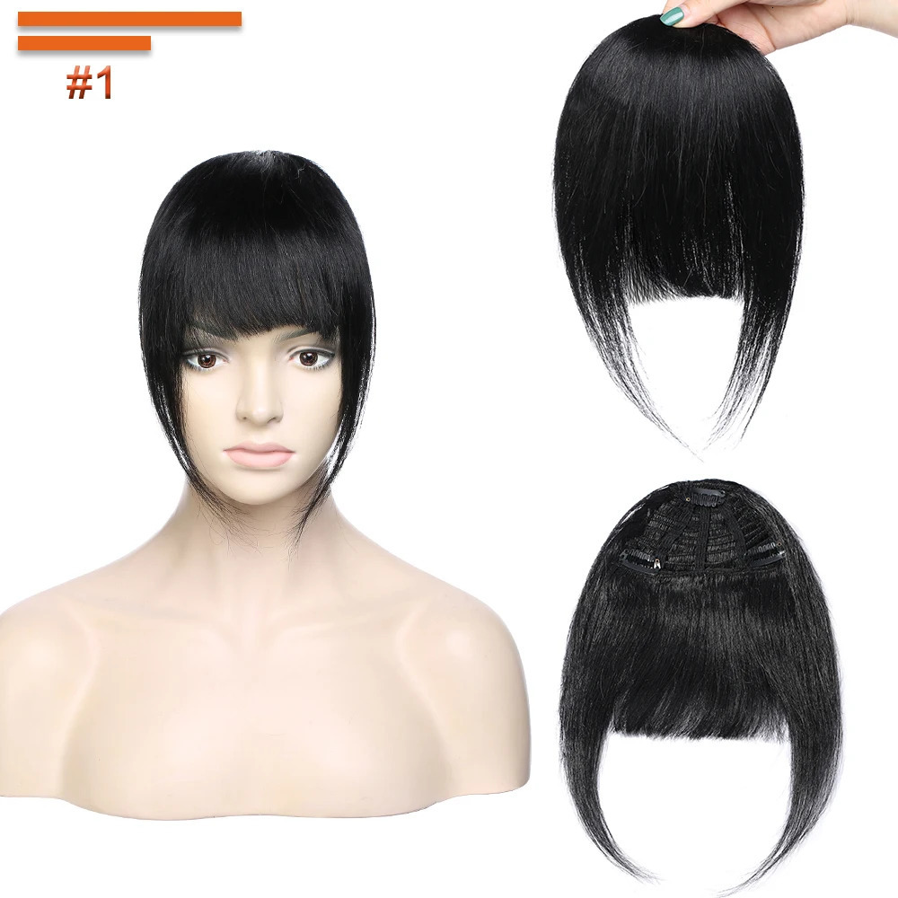 SEGO 25g Clip in Bangs 100% Human Hair Bangs Fringe Thick Blunt with Temples Real Hair Piece for Women 3 Clips Hairpiece 250529