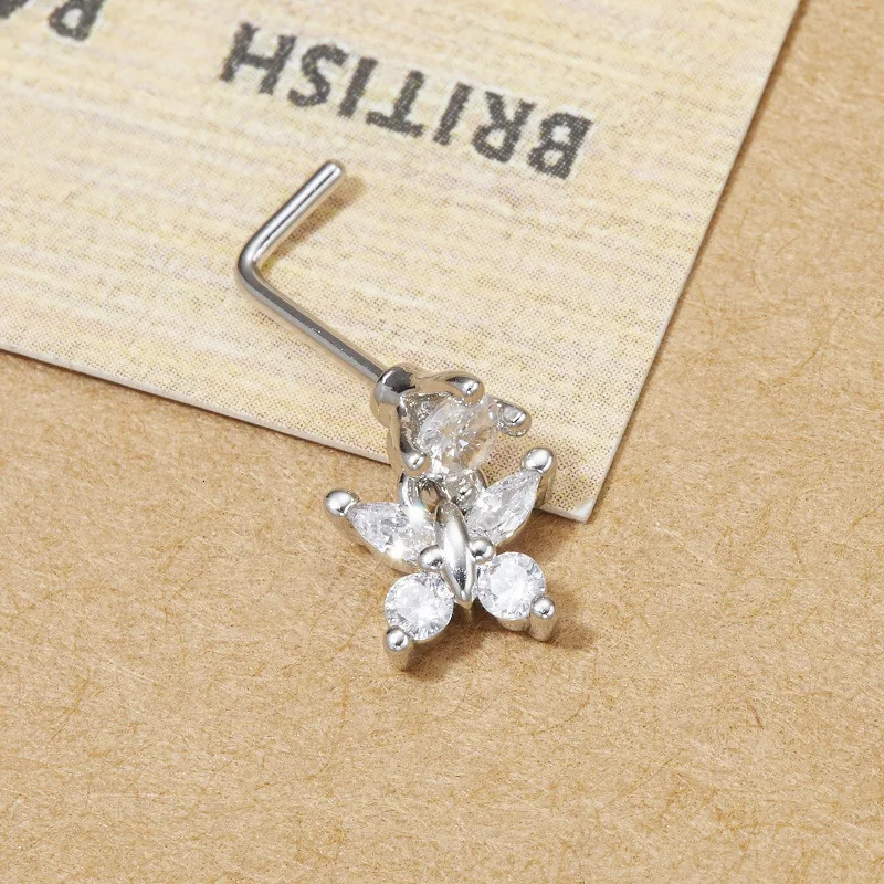 Dangle Nose Rings for Women Cross Nose Piercing Jewelry L shape Nose studs Body Jewelry 250605