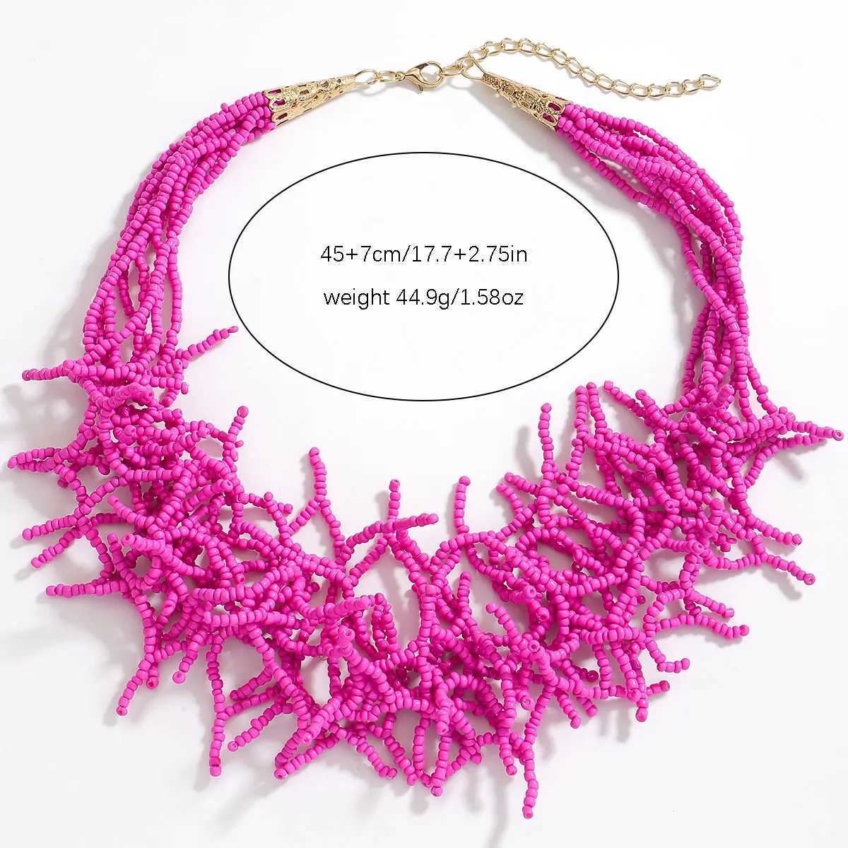 Fashion Colorful Beads Coral Necklace For Women Boho Ethnic Retro Multilayer Summer Vacation Sea Beach Jewelry Gift Girlfriend Y250605