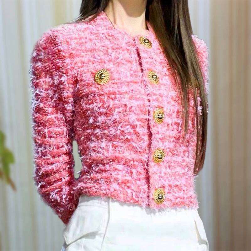 Haute Couture Light Pink Small Fragrance Jacket Women's 2025 Spring and Autumn Celebrity Temperament High-End Western Style Slim Knitted Cardigan