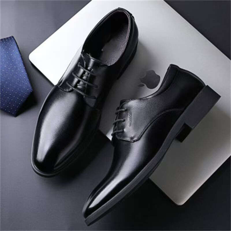Supermarket Soft Sole British Business Formal Leather Men's Height Increasing Single Casual Suit Shoes