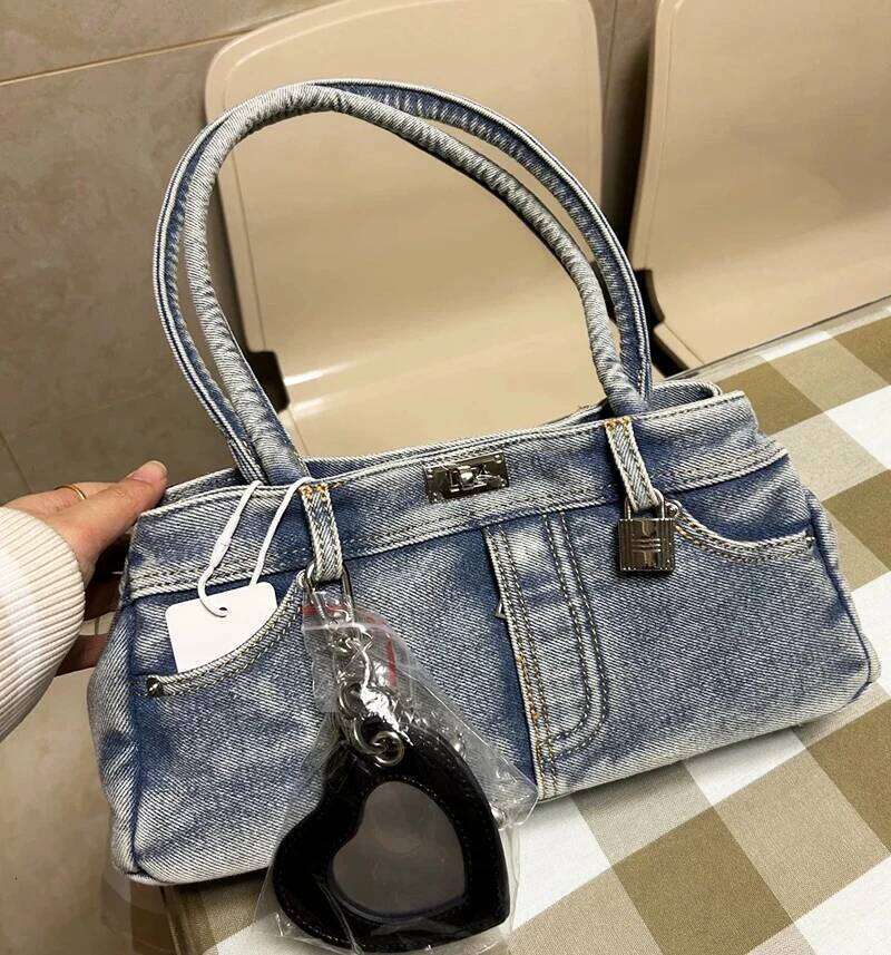 Elegant Women's Vintage Denim Shouldersacks Trendy under Arm Carry Tote