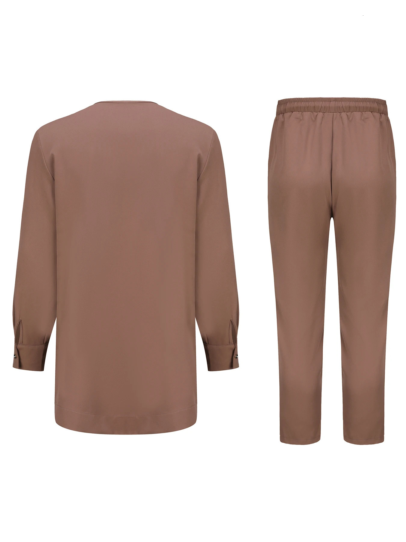 Kaftan Mens Suit African Ethnic Style Long Sleeve Solid Color Casual Suit Mens Traditional Clothing 2-piece Suit 250603