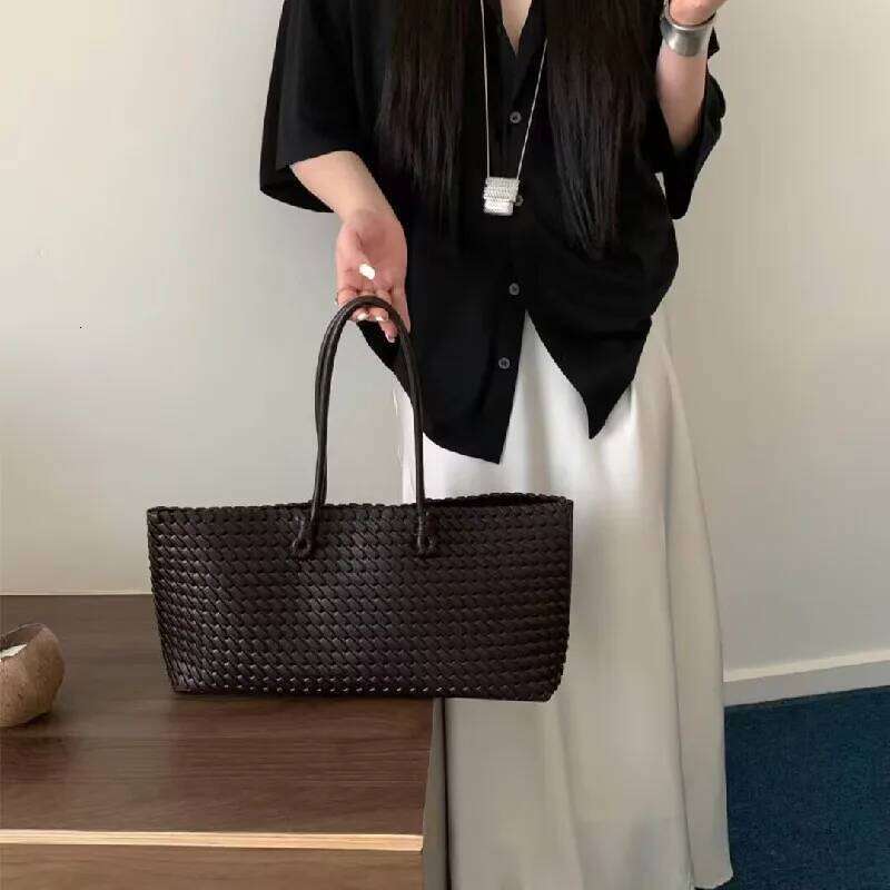 NEW Fashion Handbags Women's Leather Weaving Casual Bag Vintage Basket Tote Purse Shopping Bag
