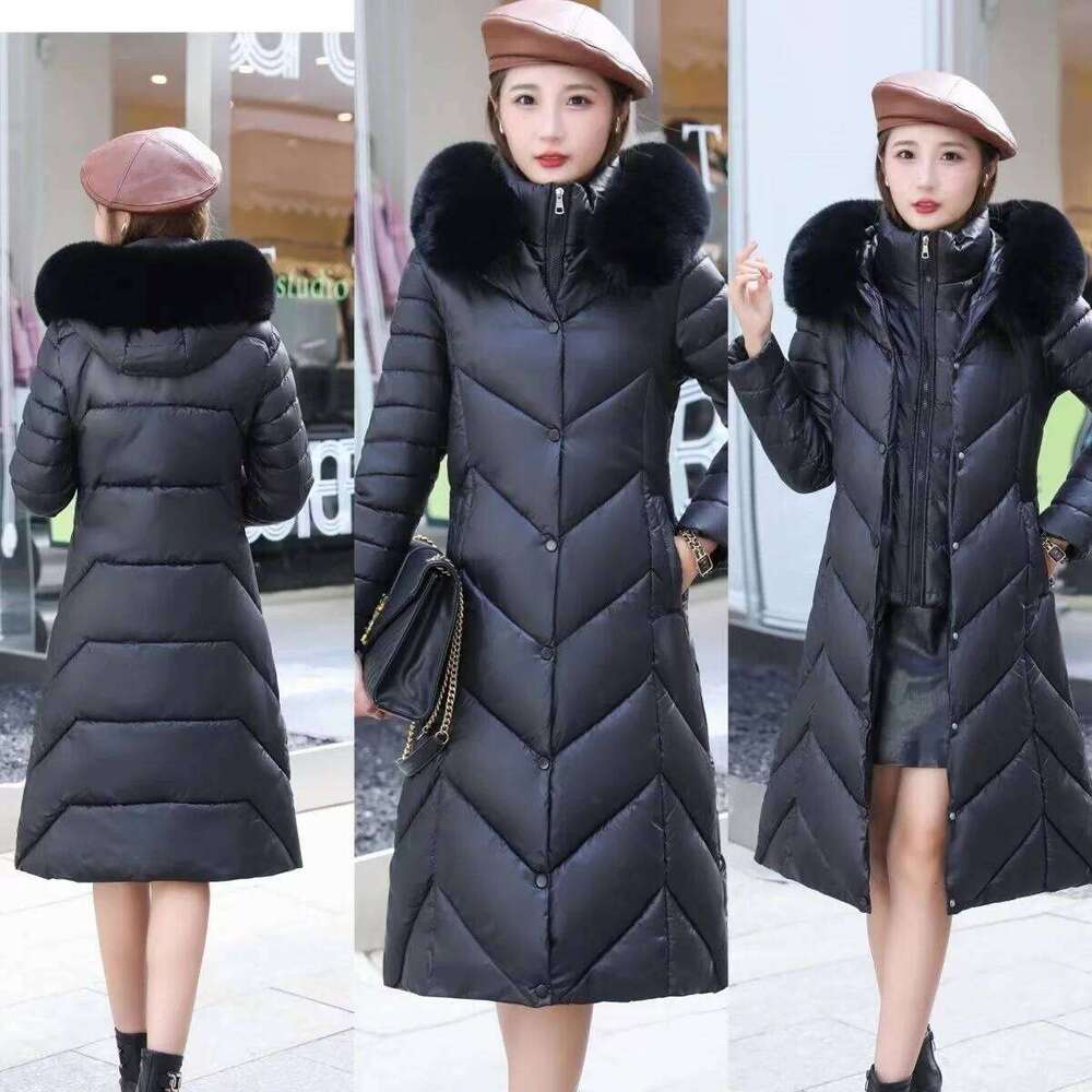 Winter Hooded Fur Collar Long Parkas Thick Warm Down Cotton Padded Jacket 2025 New Women Casual Hoodies Coat Female Outwear