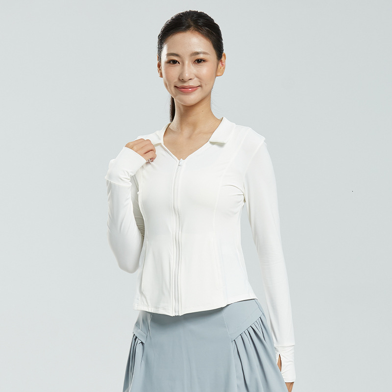 Ddmyoutdoor Original Yarn Slim Fit Lapel Tight Fitting Stand Up Collar Hooded Clothing For Women Figure Enhancing Sun Protection Shirt Upf Jogging Sui