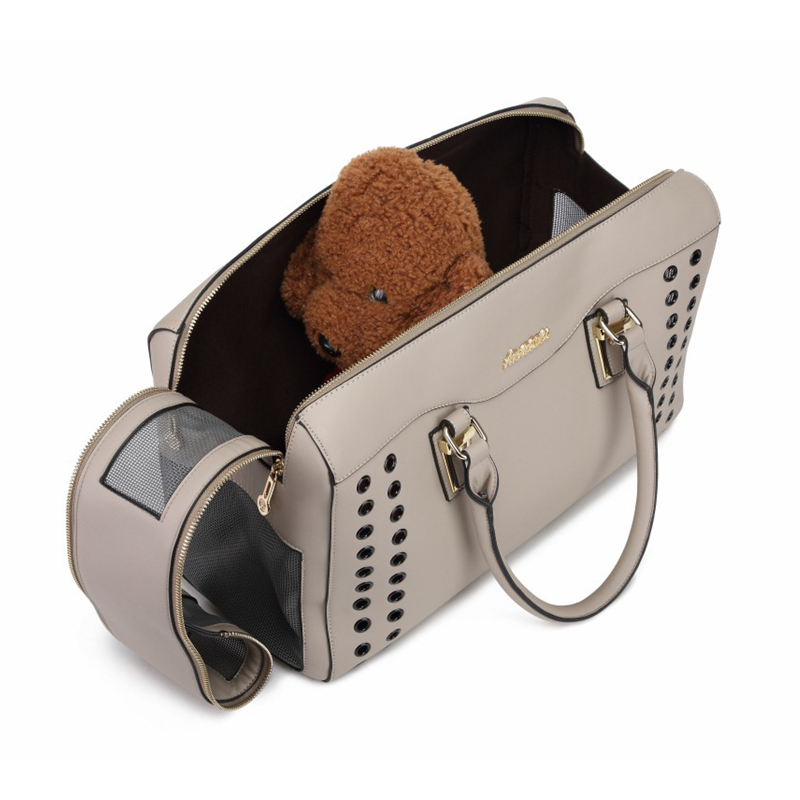 Fashion Dog Purse with Shoulder Strap, Ventilation Holes Holds Up to 15lbs Quality PU Leather Pet Carrier, Cat Carrier, Airline Approved Puppy Purse f