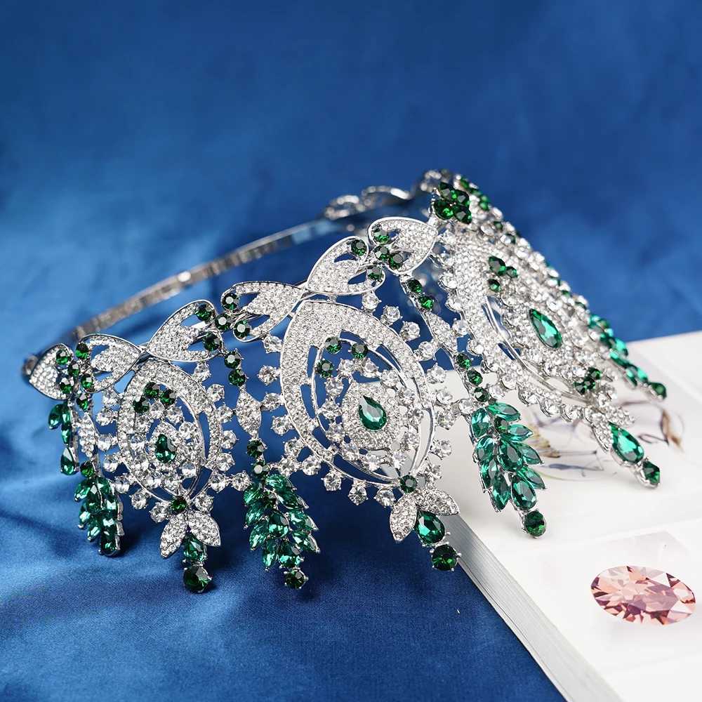 Luxury Round High Diadem Bride Wedding Dress Bridal Crown Pageant Miss Tiaras Headdress Hair Jewelry Accessories Z250605
