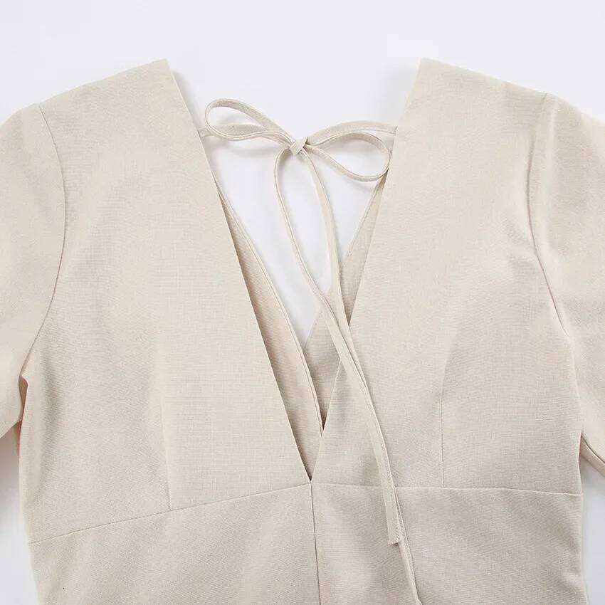 Coats Designer Women Retro Cotton Linen Women's Summer Dress Sexy V-Neck Puff Sleeve Long Maxi Birthday Graduation Dresses Beach Sundress Robe Fe