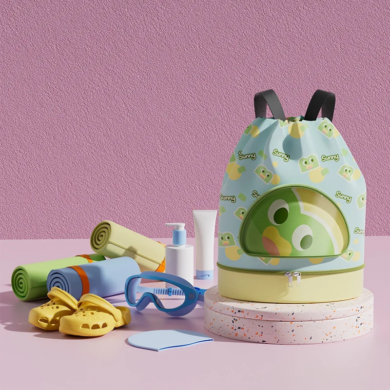 Summer Cartoon Childrens Dry And Wet Partition Bag With Shoes Compartment Swimsuit Storage Beach Shoulder Swimming 250605